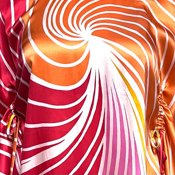 Vera by Scoop Beach 100% Silk Tunic Retro Multicolor One Size Resort Vacation - Picture 4 of 9